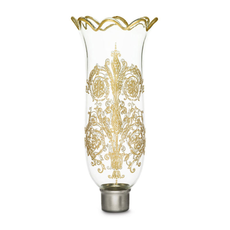 Baccarat Crystal, Hurricane Shade, Scalloped Top, Gilded, Acanthus